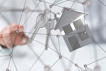 home choice Big data and artificial intelligence concept. Machine learning and cyber mind domination