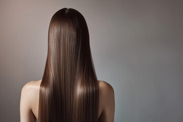 Woman with beautiful healthy shiny long hair, rear view.	