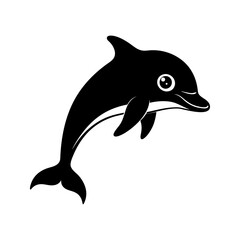 Naklejka premium Cartoon type dolphin silhouette illustration