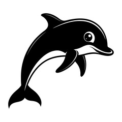 Fototapeta premium Cartoon type dolphin silhouette illustration