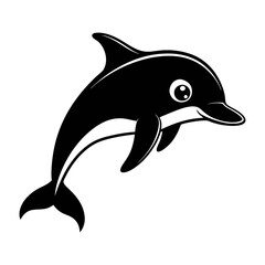 Obraz premium Cute dolphin silhouette on white background