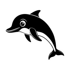 Obraz premium Cute dolphin silhouette on white background