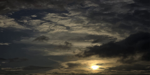 Sunset clouds dark sky love space for text canvas Strome life ending copy-caption abstract art background 