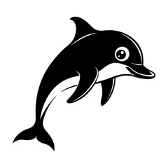 Fototapeta premium dolphin silhouette vector icon illustration isolated on white background