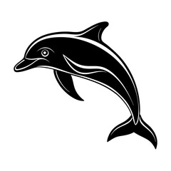 Naklejka premium Jumping dolphin symbol silhouette illustration