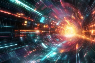 Obraz premium Abstract futuristic perspective background - digitally generated image