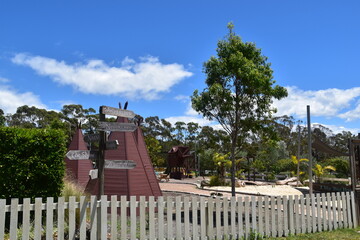 A beautifully landscaped green park with nice decor in Australia