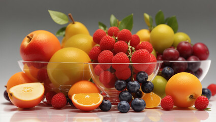 a close-up of a variety of fruits including