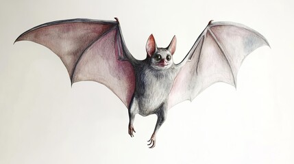 Fototapeta premium 3D Watercolor Halloween Bat with Bold Outlines Flying - Digital Image