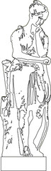 Vector sketch illustration silhouette design vintage classical art statue of greek roman woman