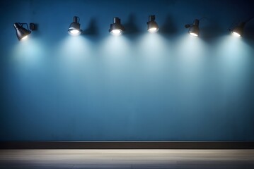 Illuminated stage with scenic lights, vector background
