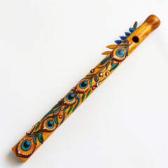 Lord krishna colorful flute on white background