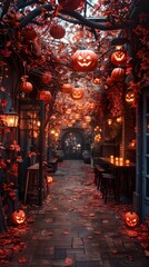 Naklejka premium Castle place for Halloween party, All kinds of party supplies Halloween, Happy Halloween