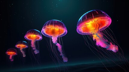 Glowing Jellyfish in the Deep Ocean