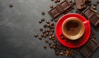 Cup of Coffee On a Texture Wooden Background. A Hot Morning Invigoration Drink. A cup of hot latte or cappuccino. Coffee with milk. Place for Text. Copy Space.