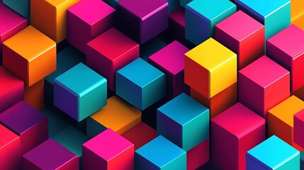 Obraz premium Abstract Pattern of Colorful Cubes with Shiny Surfaces