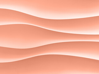 Abstract volume waves background. Toned Coral color. Banner, web design, backdrop or wallpaper. Close-up. Copy space.