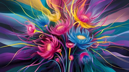 Obraz premium abstract art wallpaper of colorful flowers with colorful background