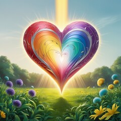 rainbow in heart looks very neautiful it is looks beautiful this is premium pic but i will provide it free i will provide beautiful premium pics for free