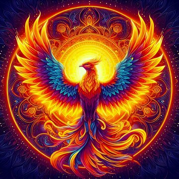 Majestic Phoenix Glowing from Within with UV Reactive Epoxypropyl Finish
