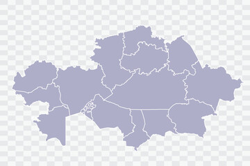 Kazakhstan Map silver Color on White Background quality files Png Art & Illustration
