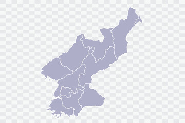 North Korea Map silver Color on White Background quality files Png Art & Illustration