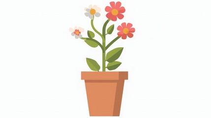 Potted Plant with Pink and White Flowers: A Vibrant Floral Display