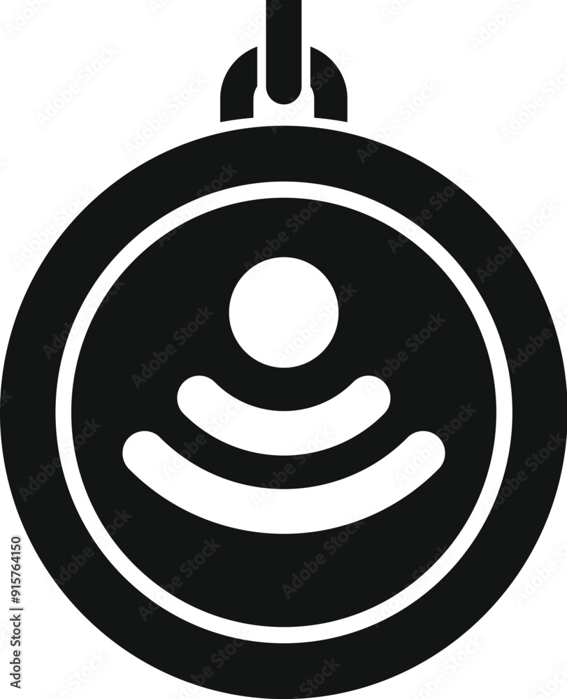 Poster round sensor icon showing wifi signal for people presence detection in solid design