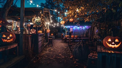 Naklejka premium Castle place for Halloween party, All kinds of party supplies Halloween, Happy Halloween
