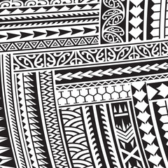 Polynesian tattoo tribal background design. Samoan pattern decorative wallpaper.
