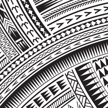 Polynesian tattoo tribal background design. Samoan pattern decorative wallpaper.