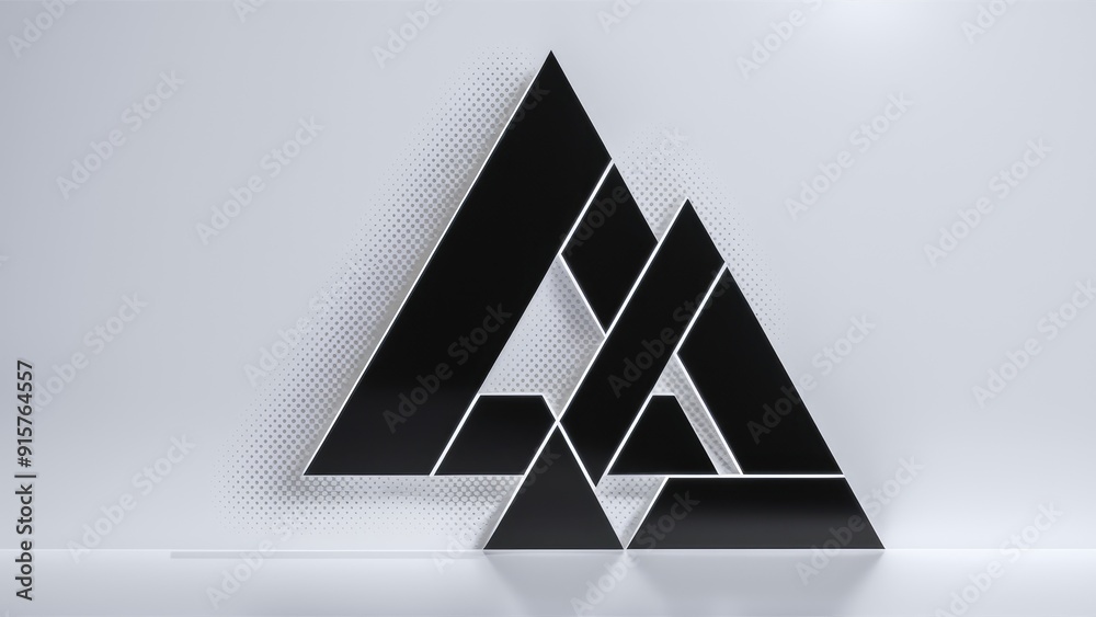Poster black triangular blend on white background with halftone effect for pattern design