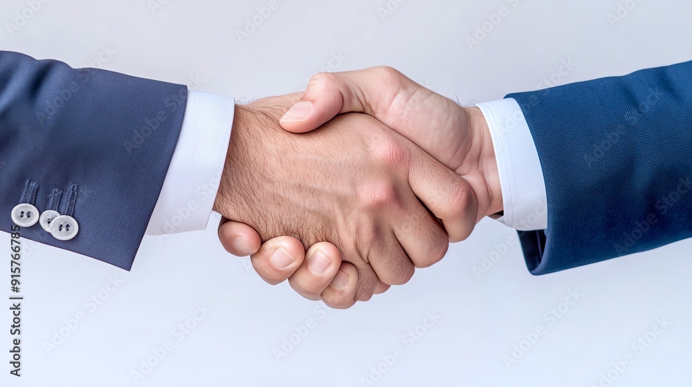 Wall mural two business professionals engaged in a firm handshake, symbolizing partnership and collaboration in