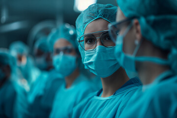 Operation. Operating. Doctors Perform Surgery Cardiac Stent Transplant in Hospital. Preparation for the Beginning of Surgical Operation with a Cut. Medicine concept