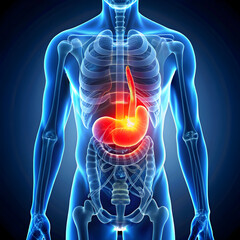 human stomach pain 3d rendered illustration