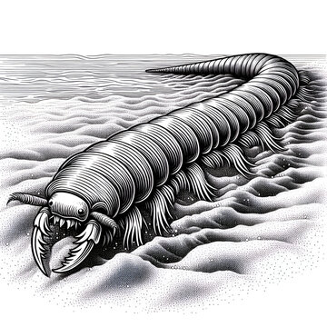 Bobbit Worm Emerging from Sand Illustration 2024