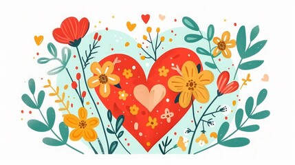 Floral Heart Illustration: Love and Nature Design