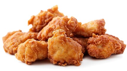 Fresh deep fried chicken nuggets isolated on transparent background
