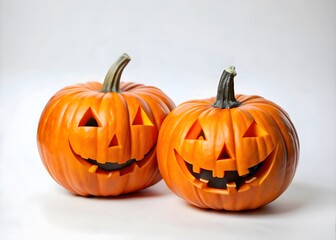 Fototapeta premium Happy Halloween pumpkins bats ghosts spiders on background AI generated