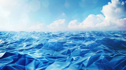 Fototapeta premium Geometric abstract sea background with triangular water waves