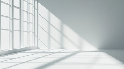 Fototapeta premium Window Light Casting Shadows on a White Room