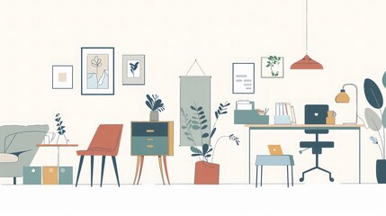 Modern Minimalist Home Office Interior Design