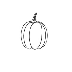 Pumpkin drawn freehand Line Art. Halloween pumpkin template
