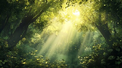 Sunlight Filtering Through a Dense Forest Canopy