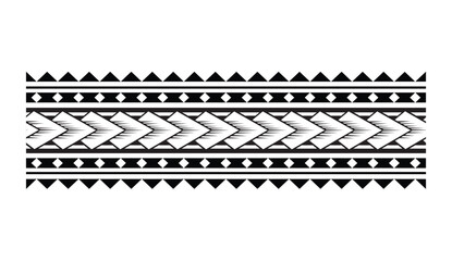 Polynesian tattoo design tribal border.Tribal design ethnic ornament maori band.Samoan Tattoo ribbon sleeve bracelet.Fabric seamless isolated hawaiian armband pattern on white background. 