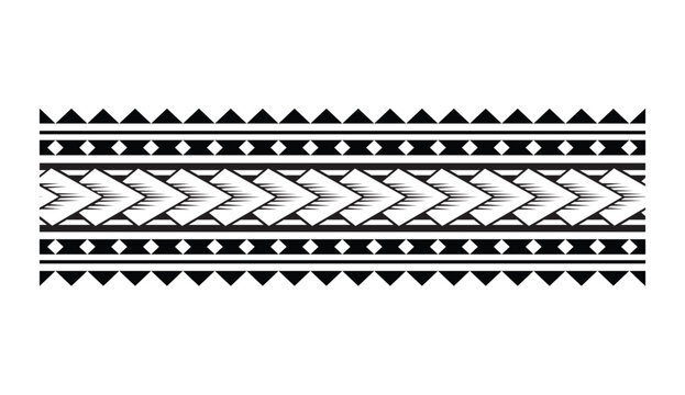 Fototapeta Polynesian tattoo design tribal border.Tribal design ethnic ornament maori band.Samoan Tattoo ribbon sleeve bracelet.Fabric seamless isolated hawaiian armband pattern on white background. 