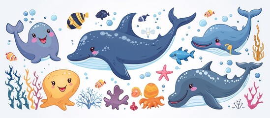 Cute Underwater Creatures Illustration