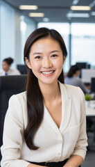 Obraz premium beautiful smiling asian businesswoman entrepreneur office
