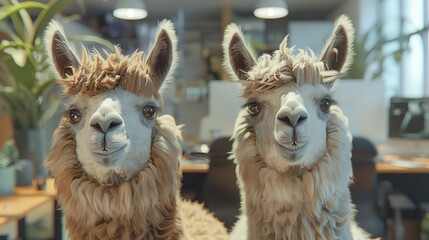 Obraz premium Two lovely and cute Llamas.