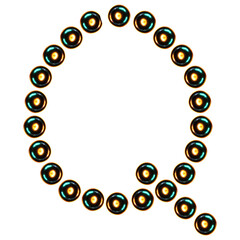 Alphabet letter q with glowing spheres